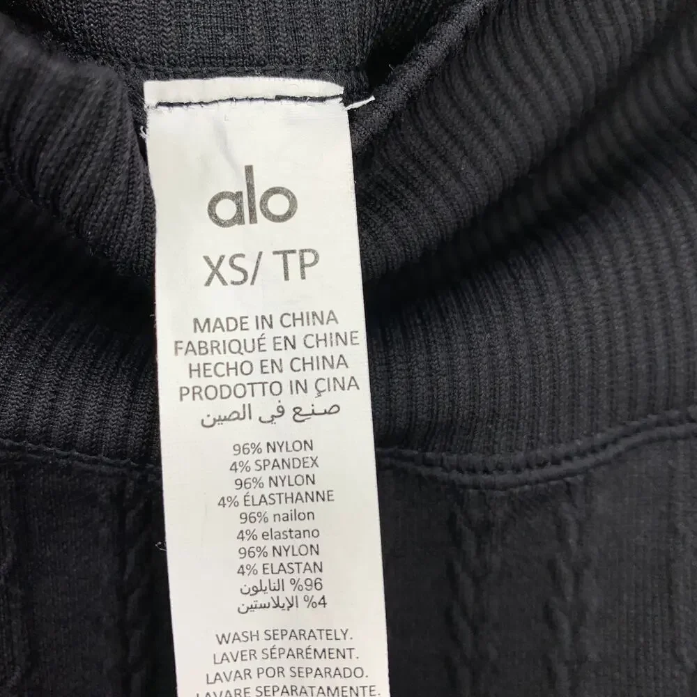 Alo Yoga Seamless Cable Knit High Waist Leggings Womens Size XS Black